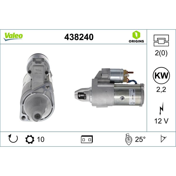 Startmotor 12V Valeo 438240 VALEO Startmotor 12V Valeo 438240 VALEO