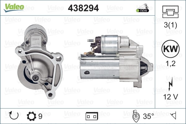 Startmotor 12V Valeo 438294 VALEO