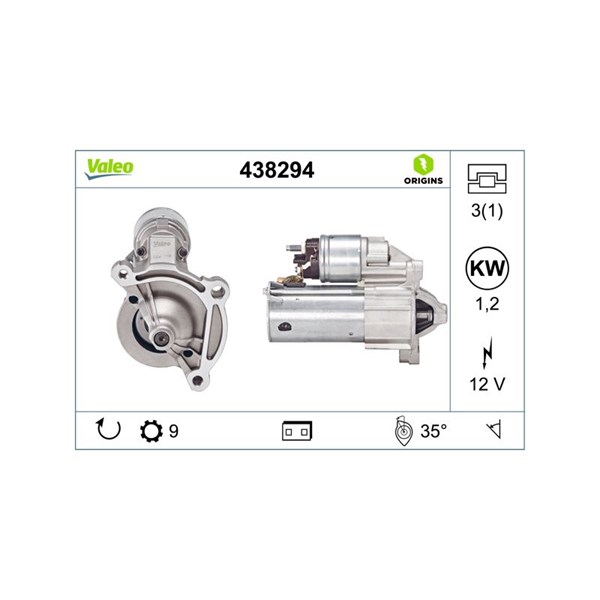 Startmotor 12V Valeo 438294 VALEO