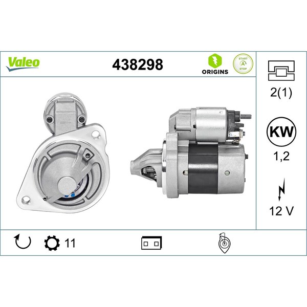 Startmotor 12V Valeo 438298 VALEO Startmotor 12V Valeo 438298 VALEO