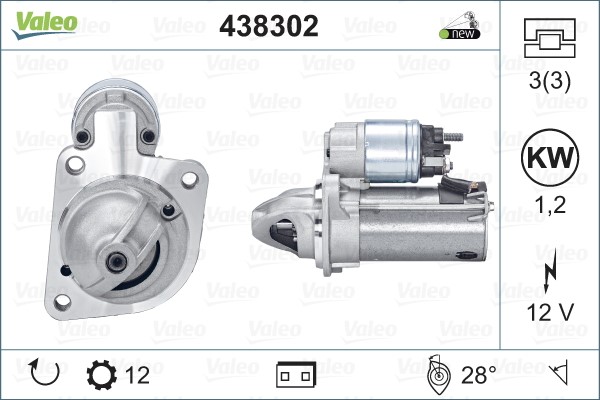 Startmotor 12V Valeo 438302 VALEO