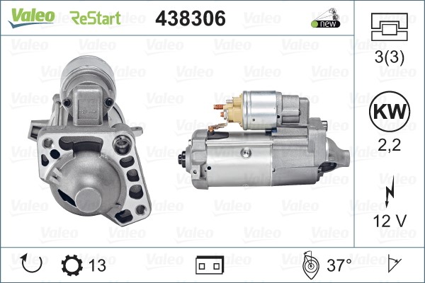 Startmotor 12V Valeo 438306 VALEO