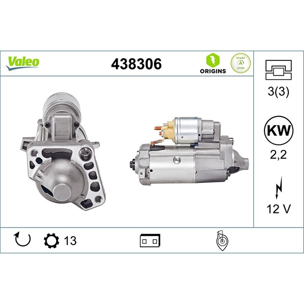 Startmotor 12V Valeo 438306 VALEO