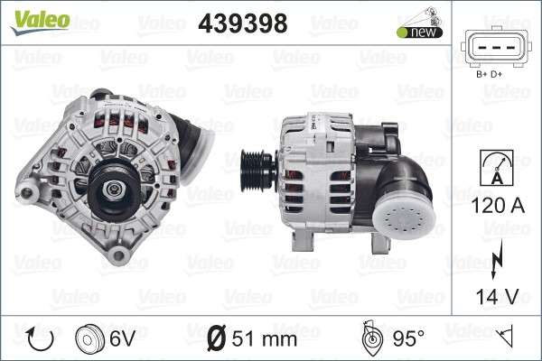 Generator 14V 120A Valeo 439398 VALEO