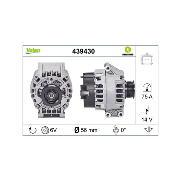 Generator 14V 75A Valeo 439430 VALEO