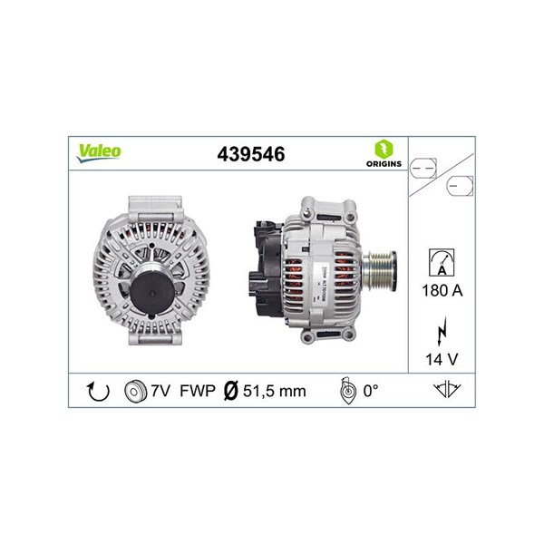 Generator 14V 180A Valeo 439546 VALEO Generator 14V 180A Valeo 439546 VALEO