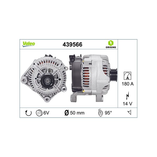 Generator 14V 180A Valeo 439566 VALEO Generator 14V 180A Valeo 439566 VALEO