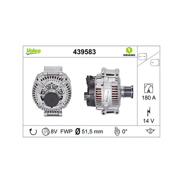 Generator 14V 180A Valeo 439583 VALEO