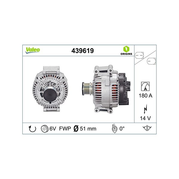 Generator 14V 180A Valeo 439619 VALEO