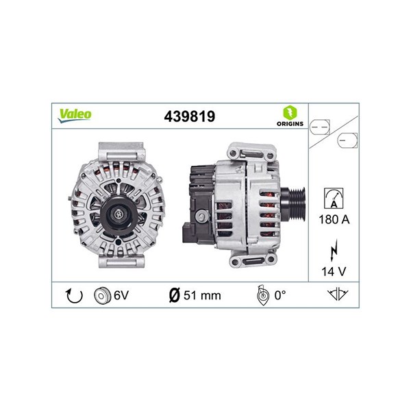 Generator 14V 180A Valeo 439819 VALEO