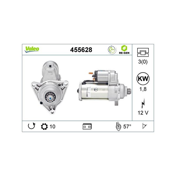 Startmotor 12V Valeo 455628 VALEO