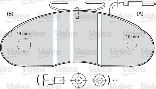 Bromsbeläggsats, Framaxel Valeo 541652 VALEO