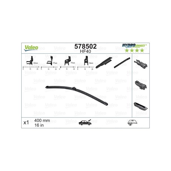 Torkarblad, Bak, Passagerarsida Valeo 578502 VALEO