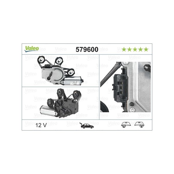 Torkarmotor 12V, Bak Valeo 579600 VALEO