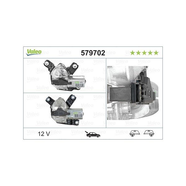 Torkarmotor 12V, Bak Valeo 579702 VALEO