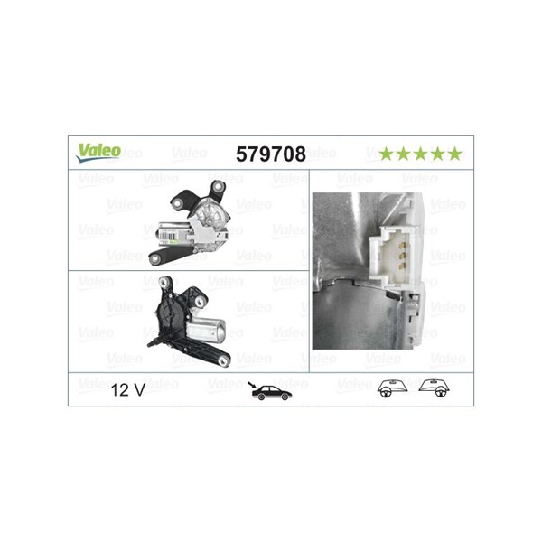 Torkarmotor 12V, Bak Valeo 579708 VALEO