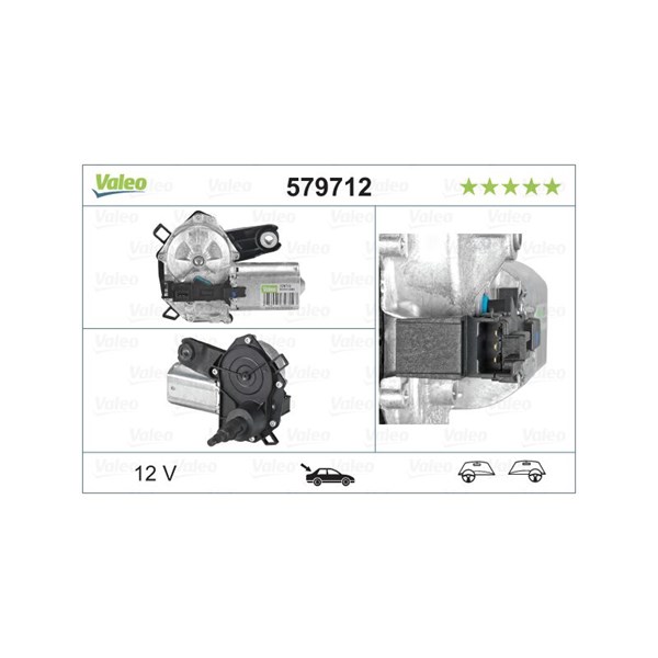 Torkarmotor 12V, Bak Valeo 579712 VALEO