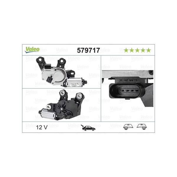 Torkarmotor 12V, Bak Valeo 579717 VALEO
