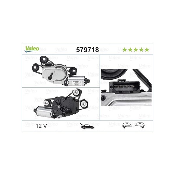Torkarmotor 12V, Bak Valeo 579718 VALEO