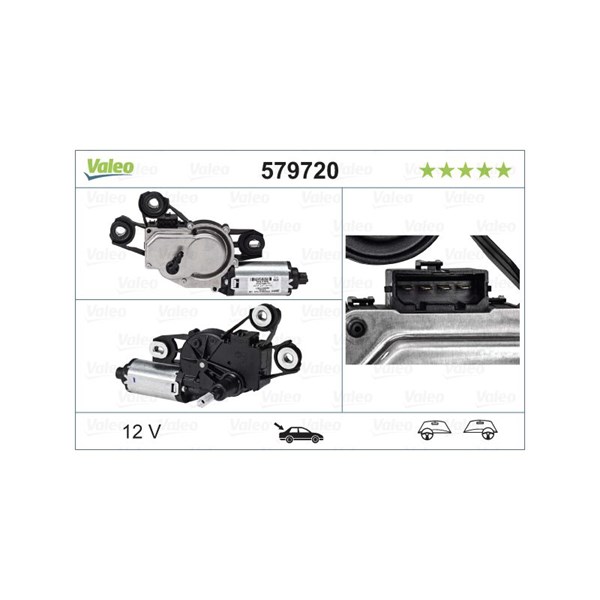 Torkarmotor 12V, Bak Valeo 579720 VALEO