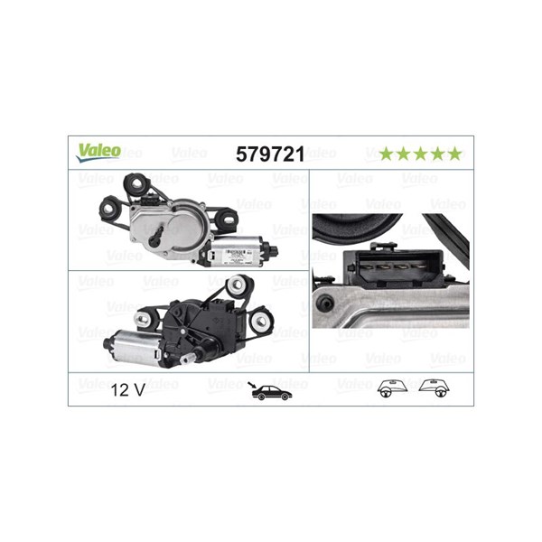 Torkarmotor 12V, Bak Valeo 579721 VALEO