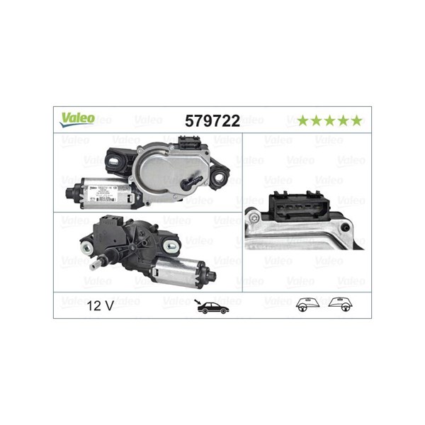 Torkarmotor 12V, Bak Valeo 579722 VALEO