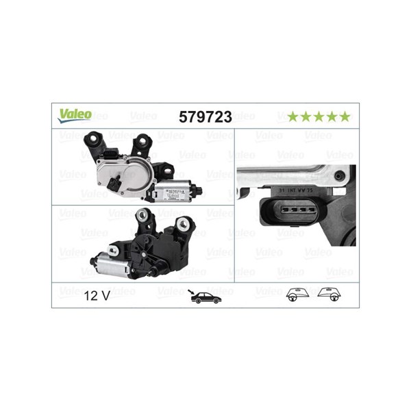 Torkarmotor 12V, Bak Valeo 579723 VALEO