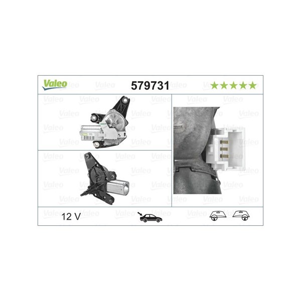 Torkarmotor 12V, Bak Valeo 579731 VALEO