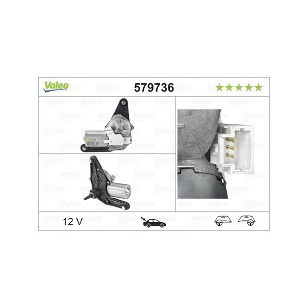 Torkarmotor 12V, Bak Valeo 579736 VALEO