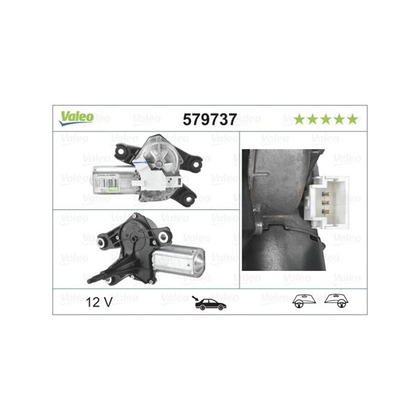 Torkarmotor 12V, Bak Valeo 579737 VALEO