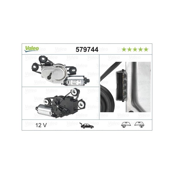 Torkarmotor 12V, Bak Valeo 579744 VALEO