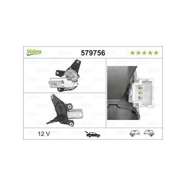 Torkarmotor 12V, Bak Valeo 579756 VALEO