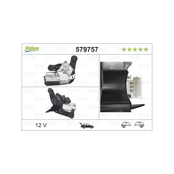 Torkarmotor 12V, Bak Valeo 579757 VALEO
