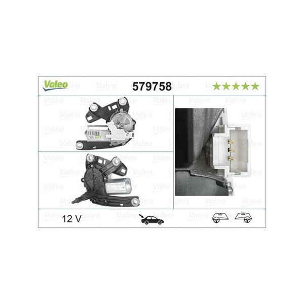 Torkarmotor 12V, Bak Valeo 579758 VALEO