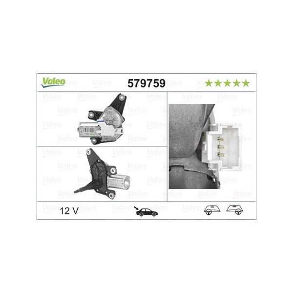 Torkarmotor 12V, Bak Valeo 579759 VALEO