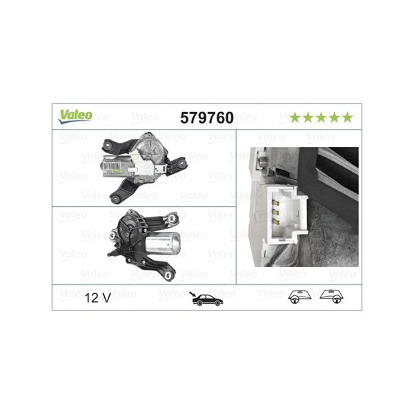 Torkarmotor 12V, Bak Valeo 579760 VALEO