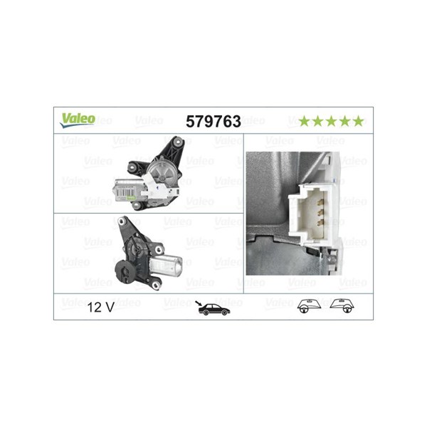 Torkarmotor 12V, Bak Valeo 579763 VALEO