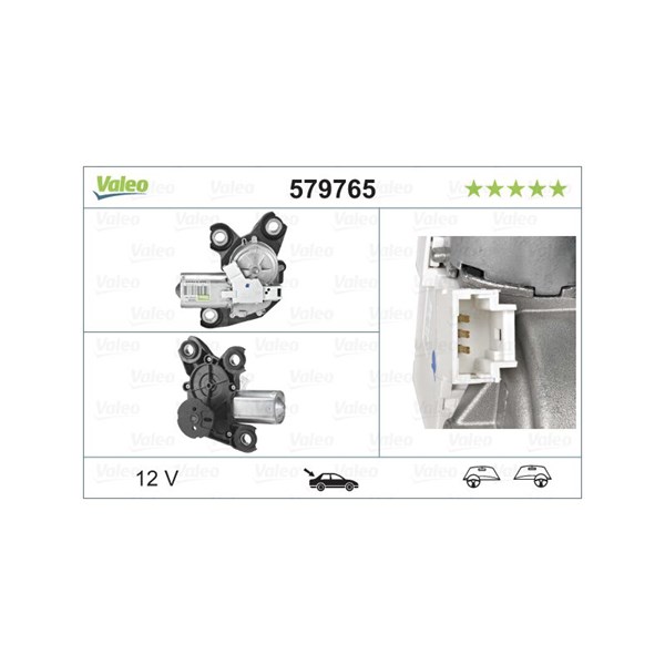 Torkarmotor 12V, Bak Valeo 579765 VALEO