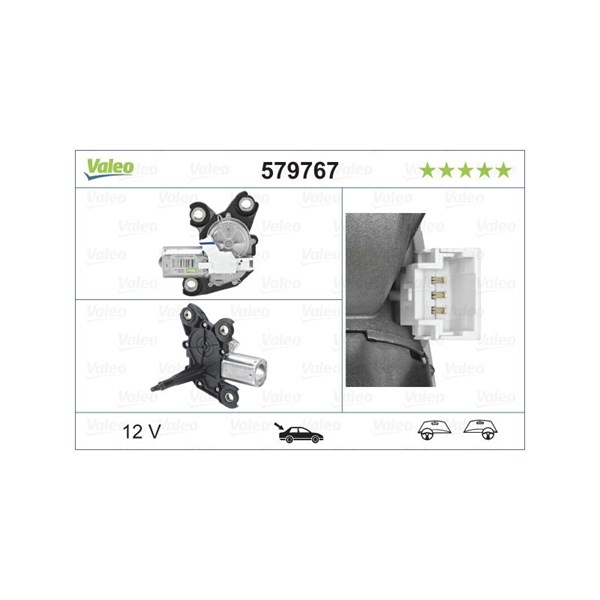 Torkarmotor 12V, Bak Valeo 579767 VALEO