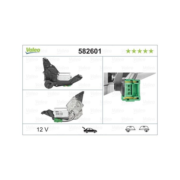 Torkarmotor 12V, Bak Valeo 582601 VALEO