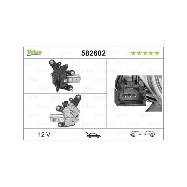 Torkarmotor 12V, Bak Valeo 582602 VALEO