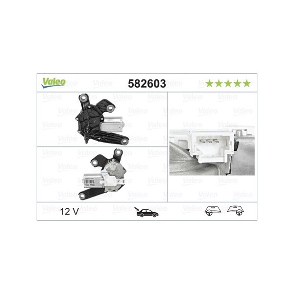 Torkarmotor 12V, Bak Valeo 582603 VALEO