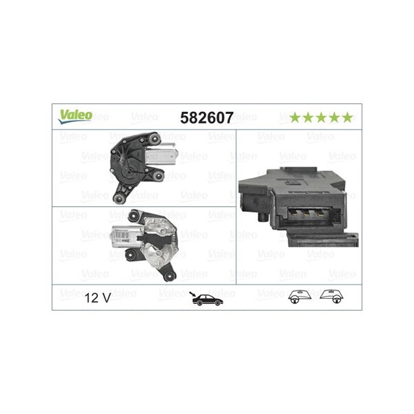 Torkarmotor 12V, Bak Valeo 582607 VALEO