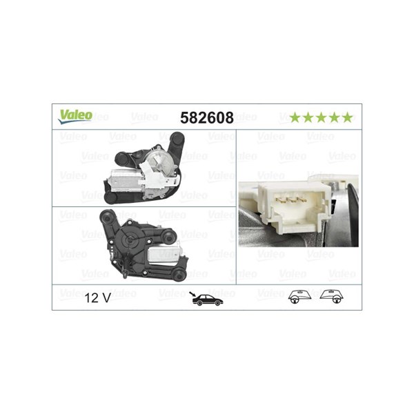 Torkarmotor 12V, Bak Valeo 582608 VALEO