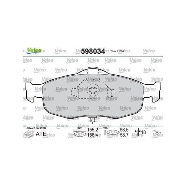 Bromsbeläggsats, Framaxel Valeo 598034 VALEO