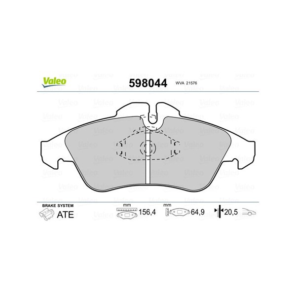 Bromsbeläggsats, Framaxel Valeo 598044 VALEO