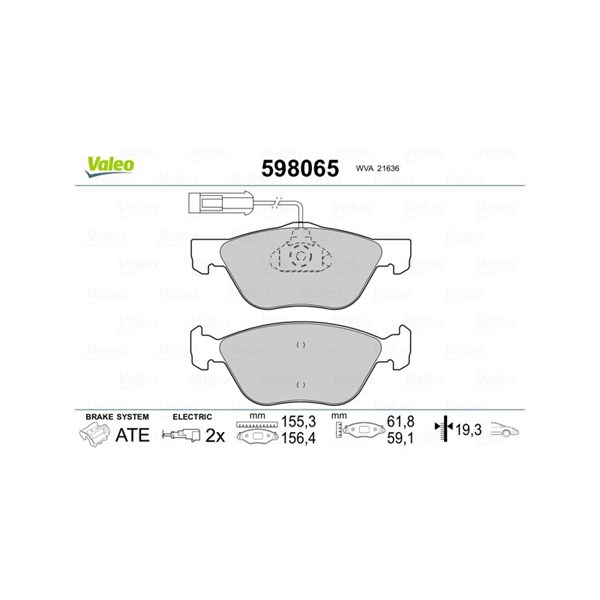 Bromsbeläggsats, Framaxel Valeo 598065 VALEO