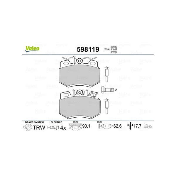 Bromsbeläggsats, Framaxel Valeo 598119 VALEO