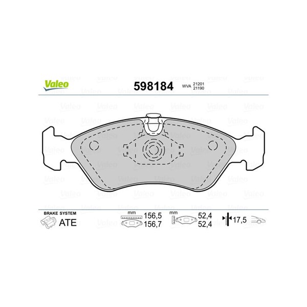 Bromsbeläggsats, Framaxel Valeo 598184 VALEO