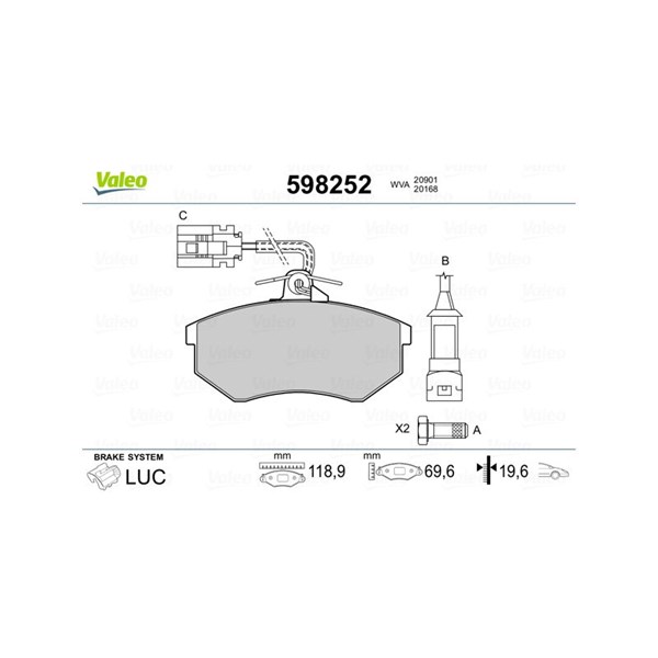 Bromsbeläggsats Solid, Framaxel Valeo 598252 VALEO Bromsbeläggsats Solid, Framaxel Valeo 598252 VALEO